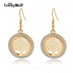 LongWay Gold Color Crystal Dangle Earring With Tree Of Life Pendant Vintage Women Jewelry Earrings Brinco Ser160008