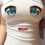 LoveLive women summer t shirt sexy print short sleeve o-neck tops & tees cute fashion smile face big eyes lovely bosom t-shirt