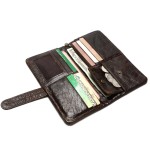Luxury Brand High Quality 100% Top Genuine Oil Wax Cowhide Leather Men Long Bifold Wallet Purse Vintage Designer Male Carteira