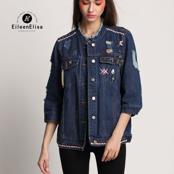 Luxury Denim Jacket Women Jacket Coats Runway 2017 Jeans Jacket Vintage Coat