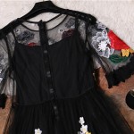 Luxury Dress New 2018 Summer Fashion Designer New Elegant Flower Embroidery Appliques Black Mesh Slim Women Vintage Long Dress