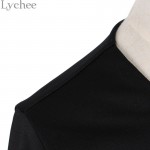 Lychee Harajuku Punk Gothic Women Dress V Neck Flare Sleeve Lace Up Dress Casual Party Mini Dress