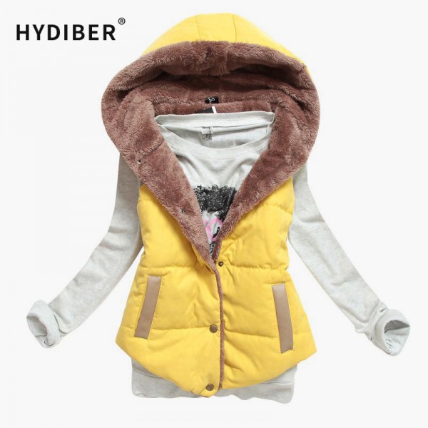 M-XXXL 2017 New Brand Spring Autumn Slim Velvet Women Vest Jacket Warm Cotton Hooded Winter Plus Size Waistcoat female