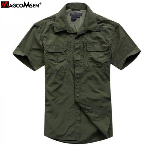 MAGCOMSEN Casual T-Shirt Man Summer Short Sleeve Quick Dry Breathable T-shirt Waterproof Workout Cargo T-shirt Men AG-JLHS-006