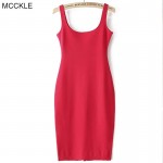 MCCKLE  7 Colour Women Simple Casual Dress Simple Brand Designer Sleeveless American Apparel Summer Style dresses Tango Vestidos