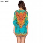 MCCKLE Summer Women Print Party Dress Bohemian half sleeve beach lace-up Casual dress Baroque Mini Straight Beach Dress Boho