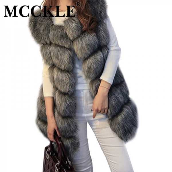 MCCKLE coat women faux fox fur vest brand shitsuke fuorrure femme fur vests fashion luxury peel women's jacket gilet veste
