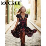 MCCKLE woman fashion Summer Boho Dress Ethenic Sexy Print Retro Vintage Dress Tassel Beach Dress Bohemian Hippie Dress Robe new