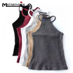 MEETMEFASHION Summer Off Shoulder Knitted Bustier Crop Top Women O Neck Elastic Tube Tank Tops Knit Beach Sexy Camis Crop Tops