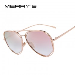 MERRY'S Fashion Women Sunglasses Classic Brand Designer Twin-Beams Coating Mirror Flat Panel Lens Summer Shades S'8492