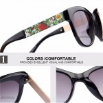 MERRY'S Women Fashion Brand Designer Cat Eye Sunglasses Gradient Lens Flower Adornment Alloy Legs Summer Sunglasses UV400