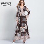 MIEGOFCE New Summer Woman's Elegant Long Dress V-neck Long Sleeve Printed Vintage Dress Holiday Casual Office Dress High Quality