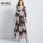 MIEGOFCE New Summer Woman's Elegant Long Dress V-neck Long Sleeve Printed Vintage Dress Holiday Casual Office Dress High Quality