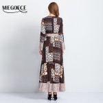 MIEGOFCE New Summer Woman's Elegant Long Dress V-neck Long Sleeve Printed Vintage Dress Holiday Casual Office Dress High Quality