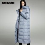 MISUN 2017 duck down coat women embroidery with a hood slim X-Long thickening over-the-knee design zippers outerwear down jacket