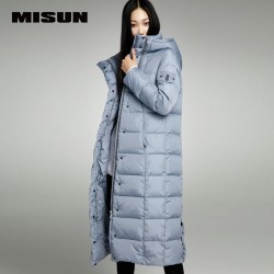 MISUN 2017 duck down coat women embroidery with a hood slim X-Long thickening over-the-knee design zippers outerwear down jacket