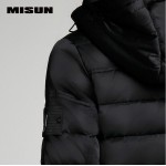 MISUN 2017 duck down coat women removable cap slim zippers medium-long brief long-sleeve pockets thickening outwear down jacket