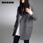 MISUN 2017 winter jacket women suit thicken woolen turn-down collar single breasted wide-waisted long mantle type outerwears