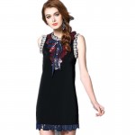 MIWIMD Plus Size Summer Arts Style Dresses 2017 New Fashion Women European Sleeveless Luxury Sequined Bow Vintage Mini Dress