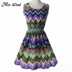 MIX WIND 2017 Summer Style Women Dress Ukraine Casual Sexy Wide Boat Neck Beach Dresses Sleeveless Deep Round-neck Party Dress