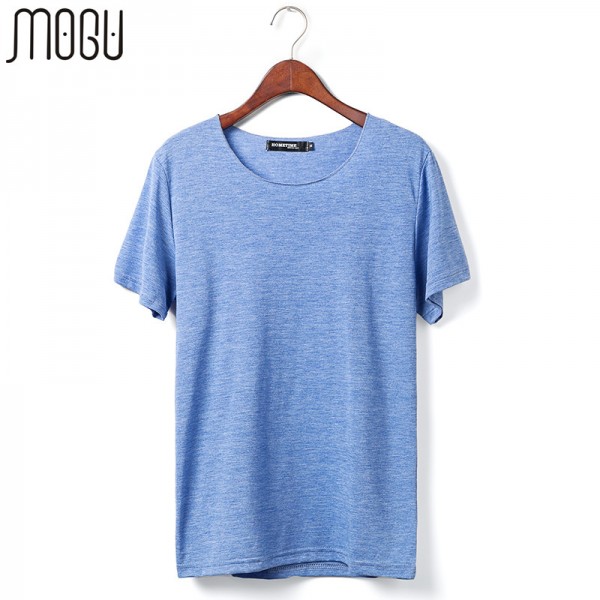 MOGU Summer Mens Solid Color Short-sleeve T-shirt Plus Size M-6XL T Shirts Men Solid Color Soft Cotton Men Tops O-Neck Tees Men