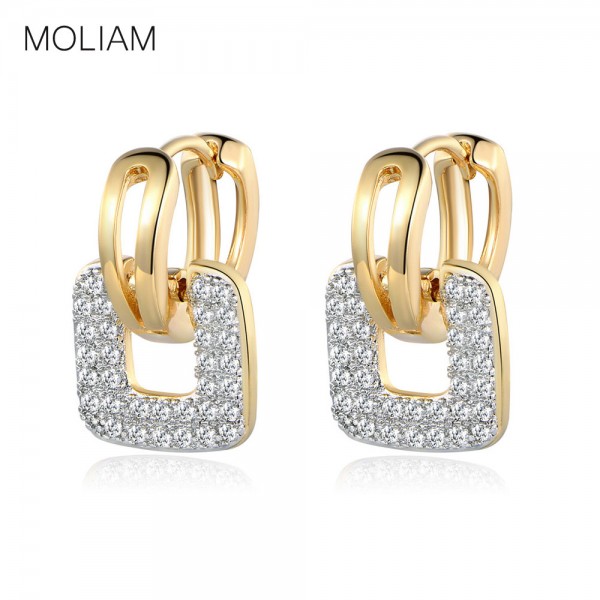 MOLIAM Fashion Design Small Huggie Hoop Earrings for Womens Cluster Paved Zirconia Crystal Stone Earing Jewelry 2016 MLE218
