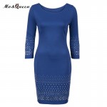 MOQUEEN Autumn Winter Dress Women 2018 Fashion Elegant Bodycon Rivet Pencil Dress Ladies Black Red Sheath Casual Party Dresses