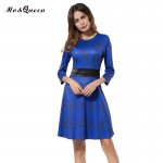 MOQUEEN Blue Summer Dress Women 2018 New Arrival Fit And Flare Party Dresses Polyester Casual Elegant Ladies Dress Knee Length