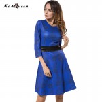 MOQUEEN Blue Summer Dress Women 2018 New Arrival Fit And Flare Party Dresses Polyester Casual Elegant Ladies Dress Knee Length
