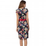 MOQUEEN Floral Summer Dress 2018 Fashion Polyeater Deep V-Neck Vintage Dress Ladies Bodycon Sheath Women Dresses With Belt S-3XL