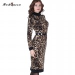 MOQUEEN Leopard Print Dress Women Fashion Long Sleeve Pencil Sheath Autumn Dress 2018 New Slim Bodycon Polyester Ladies Dresses