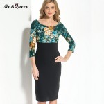 MOQUEEN Women Autumn Dress 2018 Fashion Casual Elegant Dress Women European Floral Print Pencil Dresses Green Ladies Vestidos