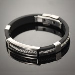 MOZO FASHION Men Bracelet Stainless Steel Wire Silicone Bracelets Cool Man Casual Bracelet Trend Male Jewelry Accessories MPH946