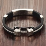 MOZO FASHION Men Bracelet Stainless Steel Wire Silicone Bracelets Cool Man Casual Bracelet Trend Male Jewelry Accessories MPH946