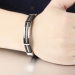 MOZO FASHION Men Bracelet Stainless Steel Wire Silicone Bracelets Cool Man Casual Bracelet Trend Male Jewelry Accessories MPH946