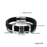 MOZO FASHION Men Charm Bracelet Black Leather Bracelet Stainless Steel Magnetic Clasps Bracelets Male Vintage Jewelry MPH891