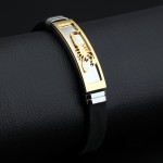 MOZO FASHION Men Charm Bracelet Scorpion Design Stainless Steel Silicone Rubber Wristband Bracelets Trendy Mens Jewelry MPH1085