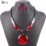 MS20129 Fashion Brand Jewelry Sets Round Pendant 5 Colors Faux Leather Rope High Quality Wholesale Price Party Gifts