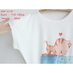 [Magic] New 2016 summer T shirt women style thin plus size loose batwing sleeve women's T-shirt  cat kiss Fish print Top Tees