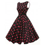 Makuluya Plus size women dress Summer style Polka dot Printing sleeveless Vintage Rockabilly DressCasual Ladies Dresses