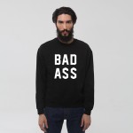 Male Black Funny Badass Letter Print Sweatshirt Men Fall Winter Clothing Male Pullover Print Boys Sweat Shirt S - 2XL