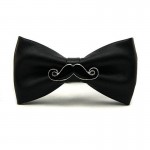 Mantieqingway Brand Bow Ties for Men PU Leather Black White Beard Shape Bowties Fashion Bowknot Bowties Men Christmas Gifts