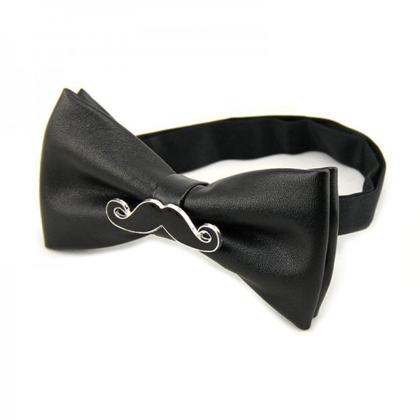 Mantieqingway Brand Bow Ties for Men PU Leather Black White Beard Shape Bowties Fashion Bowknot Bowties Men Christmas Gifts