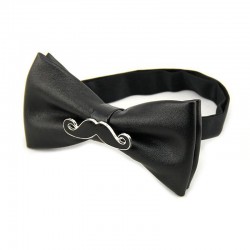 Mantieqingway Brand Bow Ties for Men PU Leather Black White Beard Shape Bowties Fashion Bowknot Bowties Men Christmas Gifts