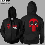 Marvel Comics Deadpool Full Zip Up Spring Hoodie Sweatshirt Size Adult free shipping 2017 man hoody