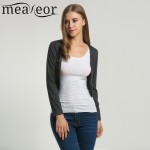 Meaneor 2017 Autumn Women's Shrug Bolero Casual Outwear Basic Long Sleeve Short Jacket Solid  Crop Cardigan Sweater