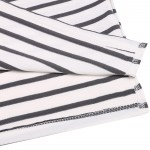 Meaneor Women Autumn Striped Dress Bodycon 3/4 Sleeve Casual Slim Pencil Clothing Black White Gray white Navy Blue White Stripes