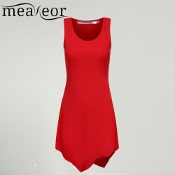 Meaneor Women Sleeveless t-shiirt Tops A-Line women Irregular t-shiirt Tops women Fashion Hem Slim t-shiirt Tops summer