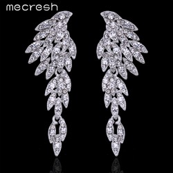 Mecresh 5 Colors Crystal Long Earrings for Women Eagle Black/Silver Color Bridal Drop Earrings Fashion Wedding Jewelry EH209