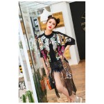 Melinda Style 2016 new women fashion coat summer short sleeves sequined lace cardigans free shipping